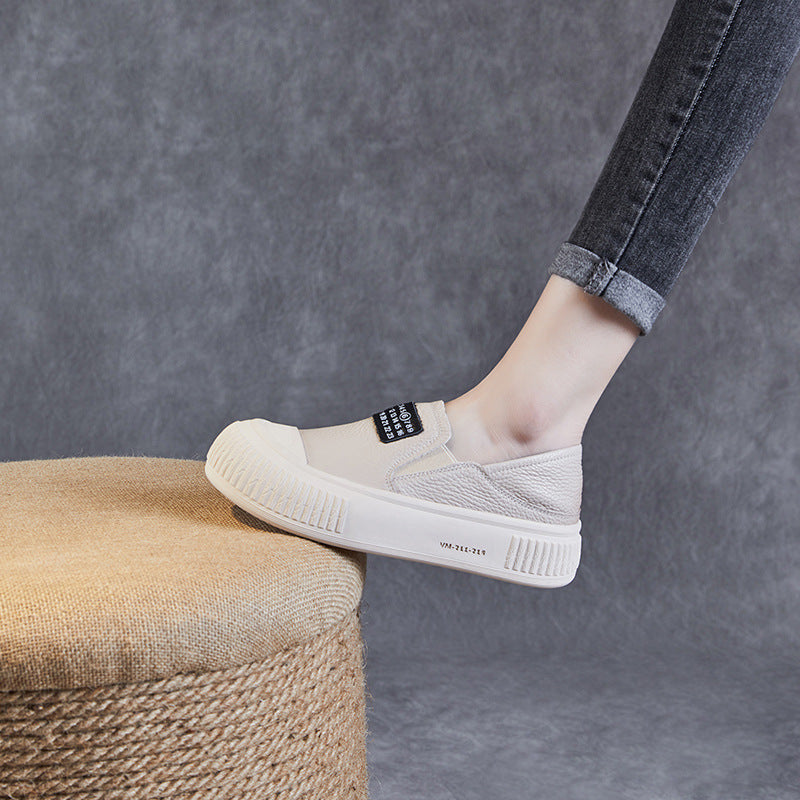Layer Cowhide Platform Biscuit Shape Female Spring Leisure Slip-on Women's Casual Shoes