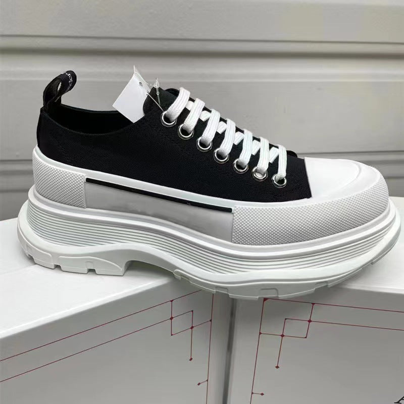 Women's Mcqueen Platform Autumn White Heightened Daddy Canvas Shoes