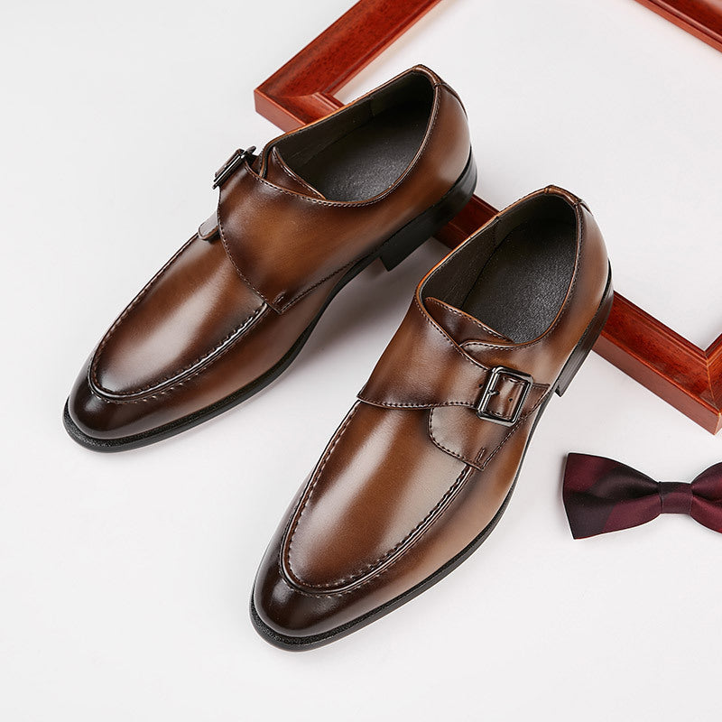 Men's Handmade British Style Buckle Formal Office Wear Men's Business Leather Shoes