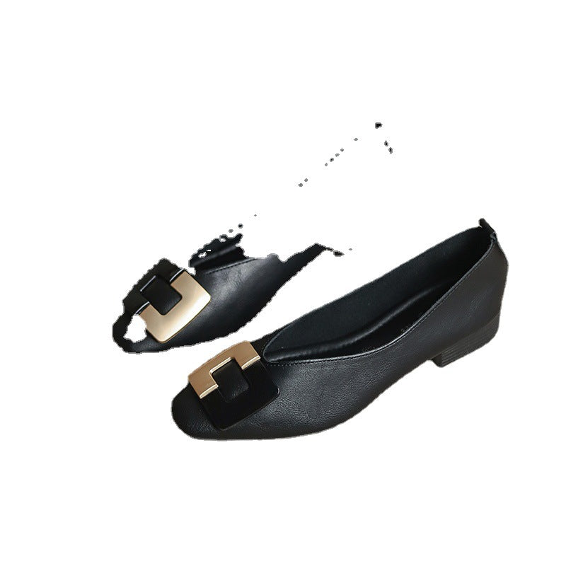 Women's Matching Square Buckle Daily College Round Head Low-cut Low Casual Shoes