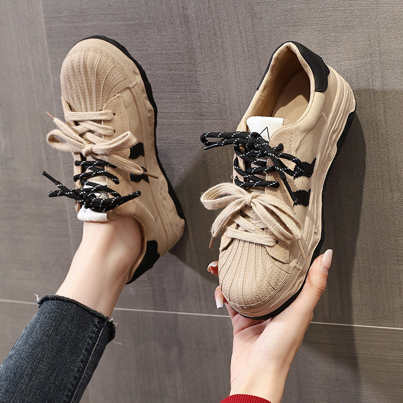 Women's White Autumn Lightweight Shell Toe Thick Casual Shoes