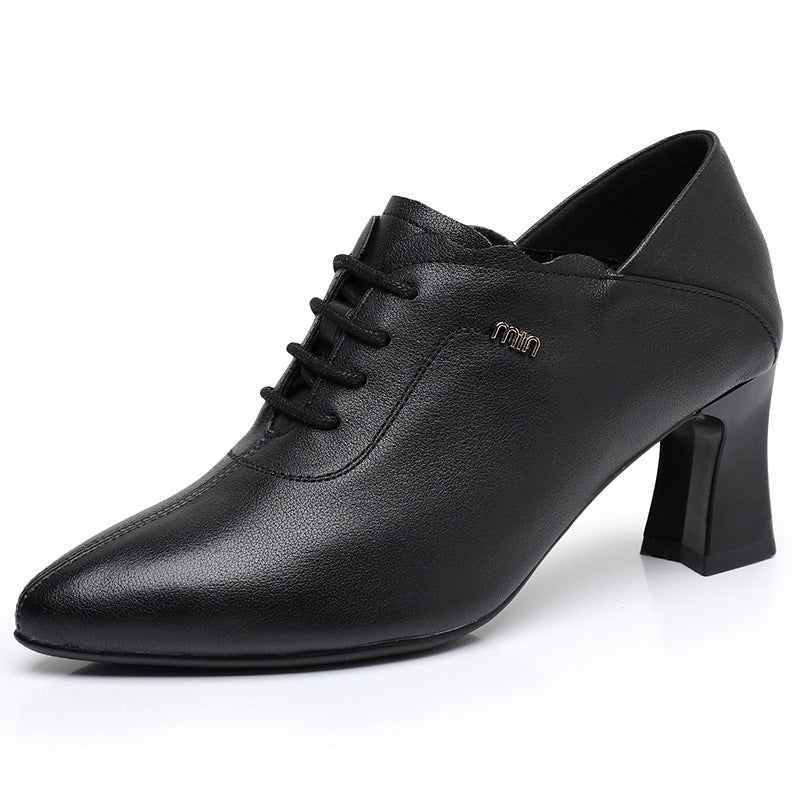 Women's Simple Versatile Cowhide Soft Bottom Size Women's Shoes