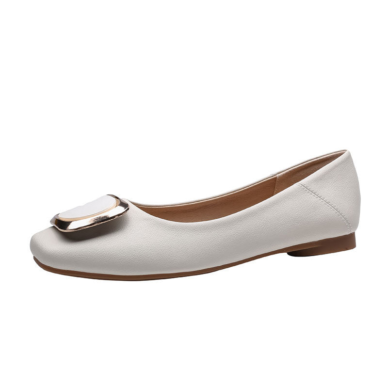 Women's Cowhide Version Flat Low-cut Authentic Pumps Soft Women's Fashion Shoes