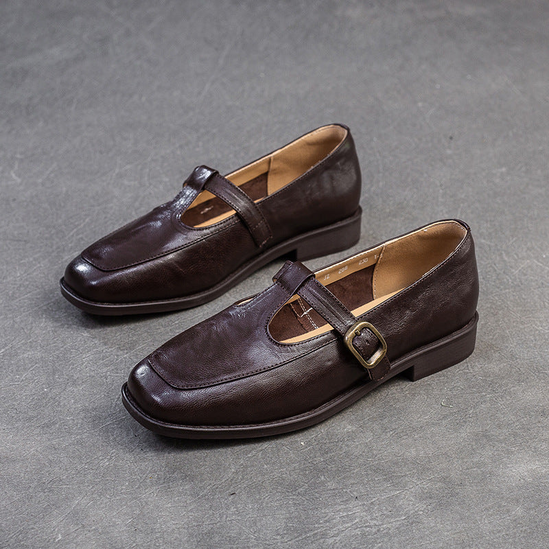 Women's Shu Autumn Buckle Flat Bottom Comfort Loafers