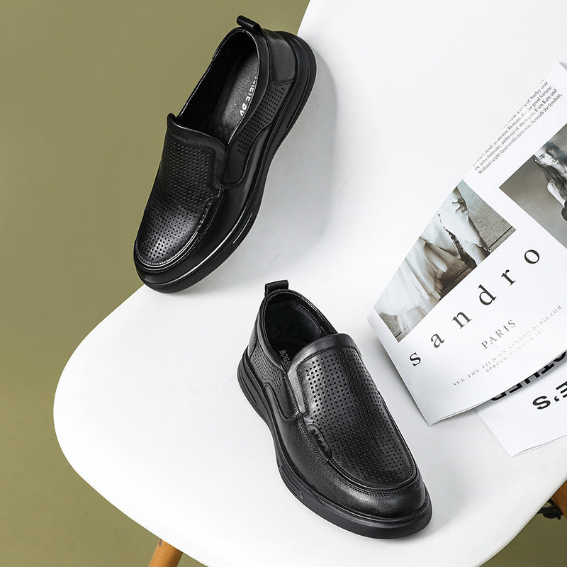Men's Breathable Business First Layer Cowhide One Leather Shoes