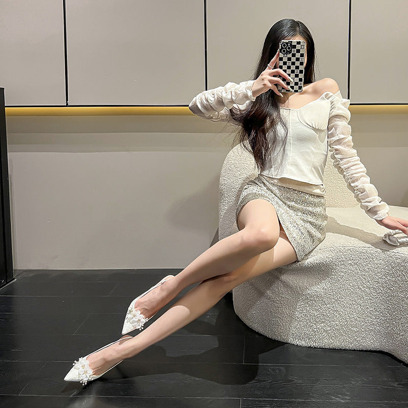 High Stiletto Pointed Korean Style Fashionable Heels