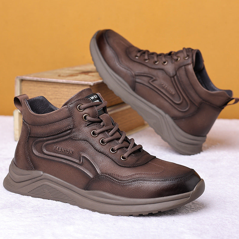 Men's Cotton Winter Genuine Fashion Fleece-lined Thick Men's Shoes