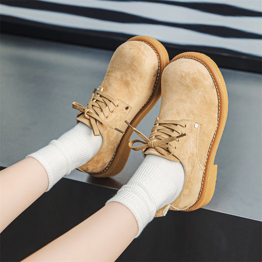Men's Big Head Thick Bottom Increased Low Top Leather Shoes