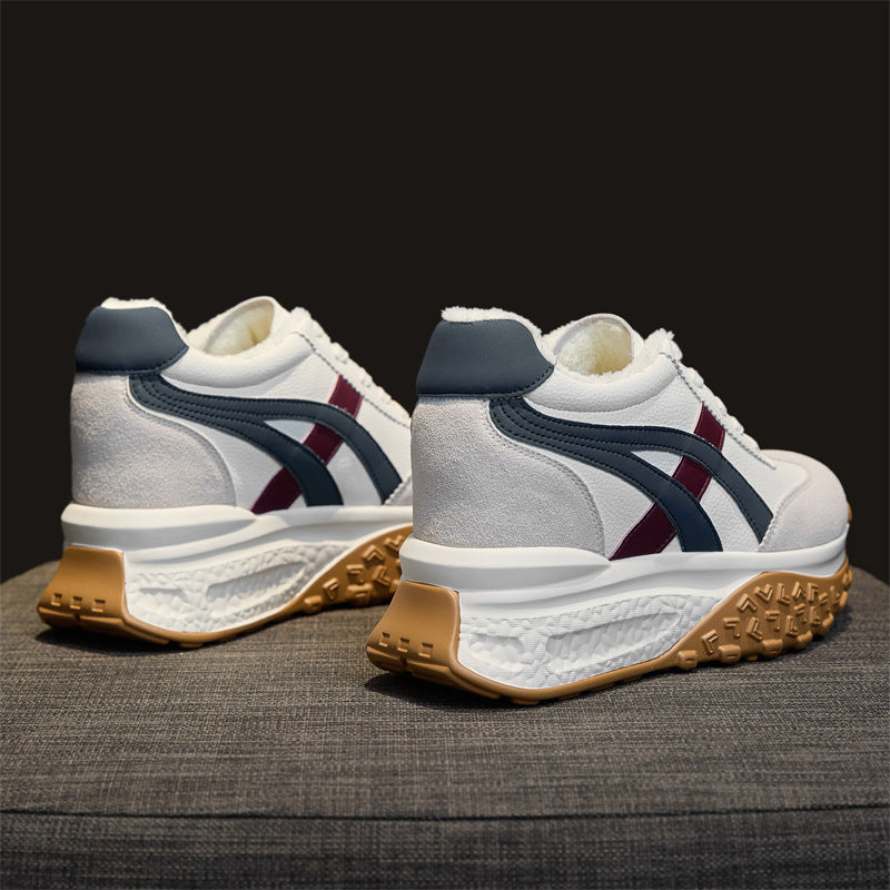 Women's Fleece-lined Warm White Thick Sole Height Increasing Insole Dad Winter Sneakers
