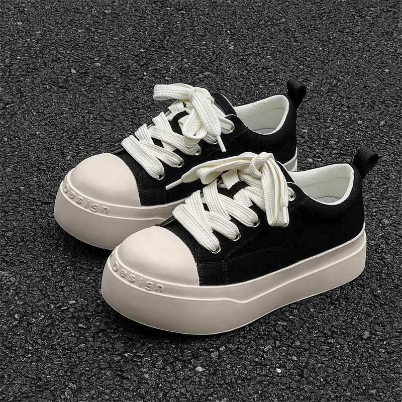 Head Black White Boys Niche Platform Sneakers