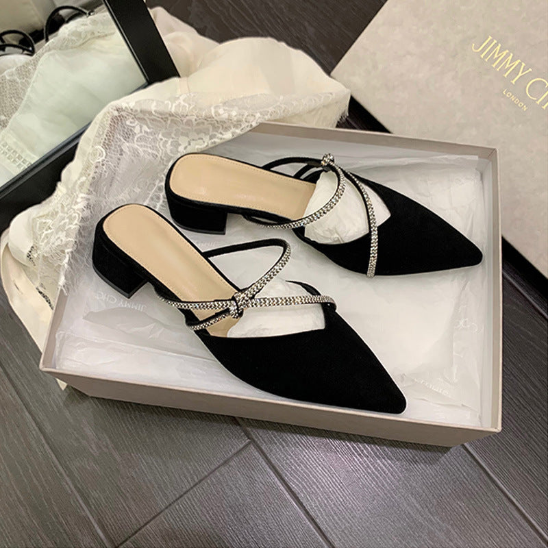 Women's Grape Mom French Elegant Pointed Diamond Band Slip-on Heels