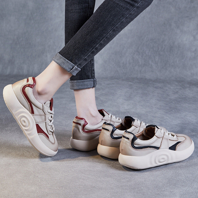 Women's Genuine Platform White Lightweight Soft Bottom Casual Shoes