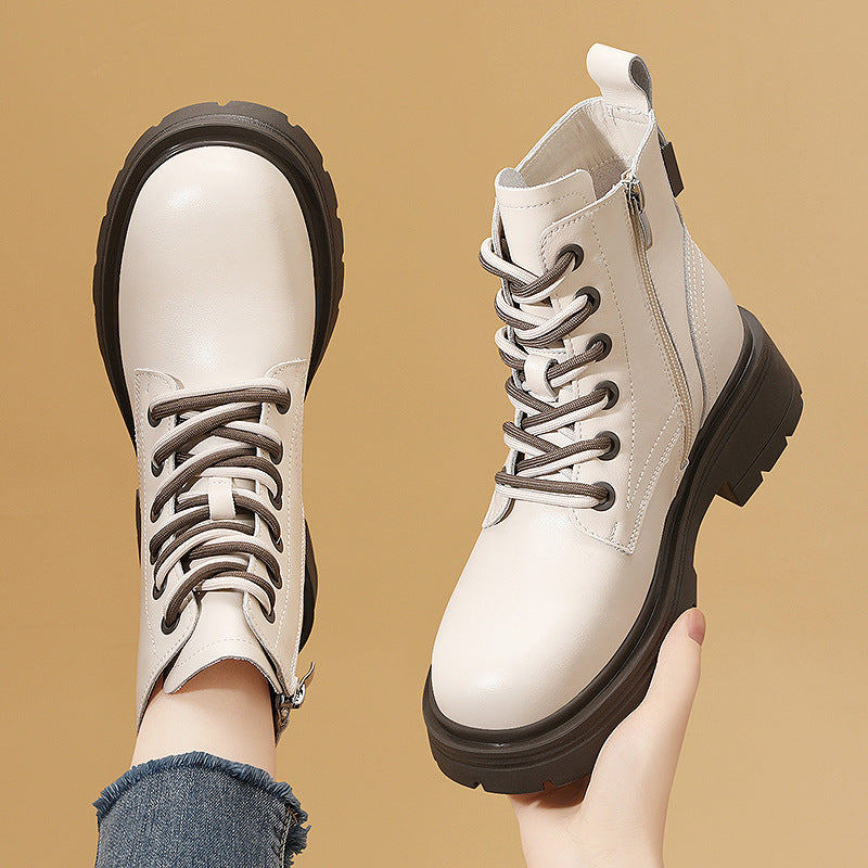Women's Autumn Thick-soled White Martin British Chunky Boots