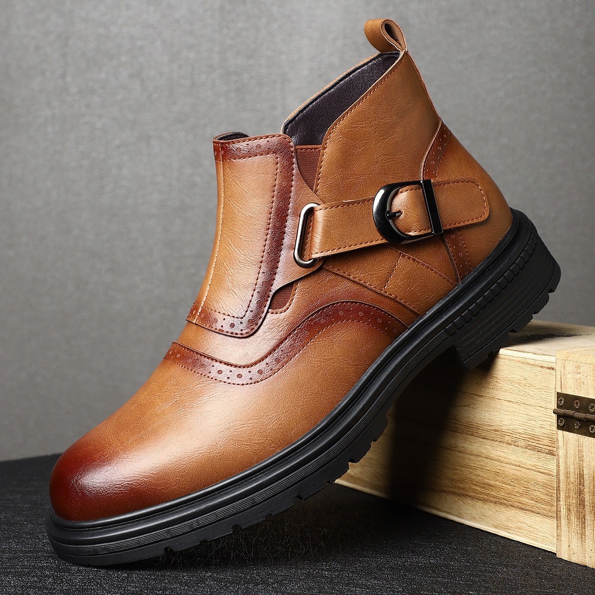 Men's British Retro Style Formal Outdoor Trendy Men's Business Leather Shoes