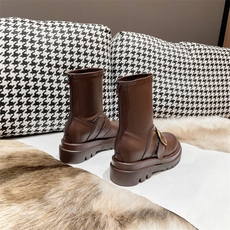 Women's Genuine Elevator Martin Fashion Skinny Trendy Boots