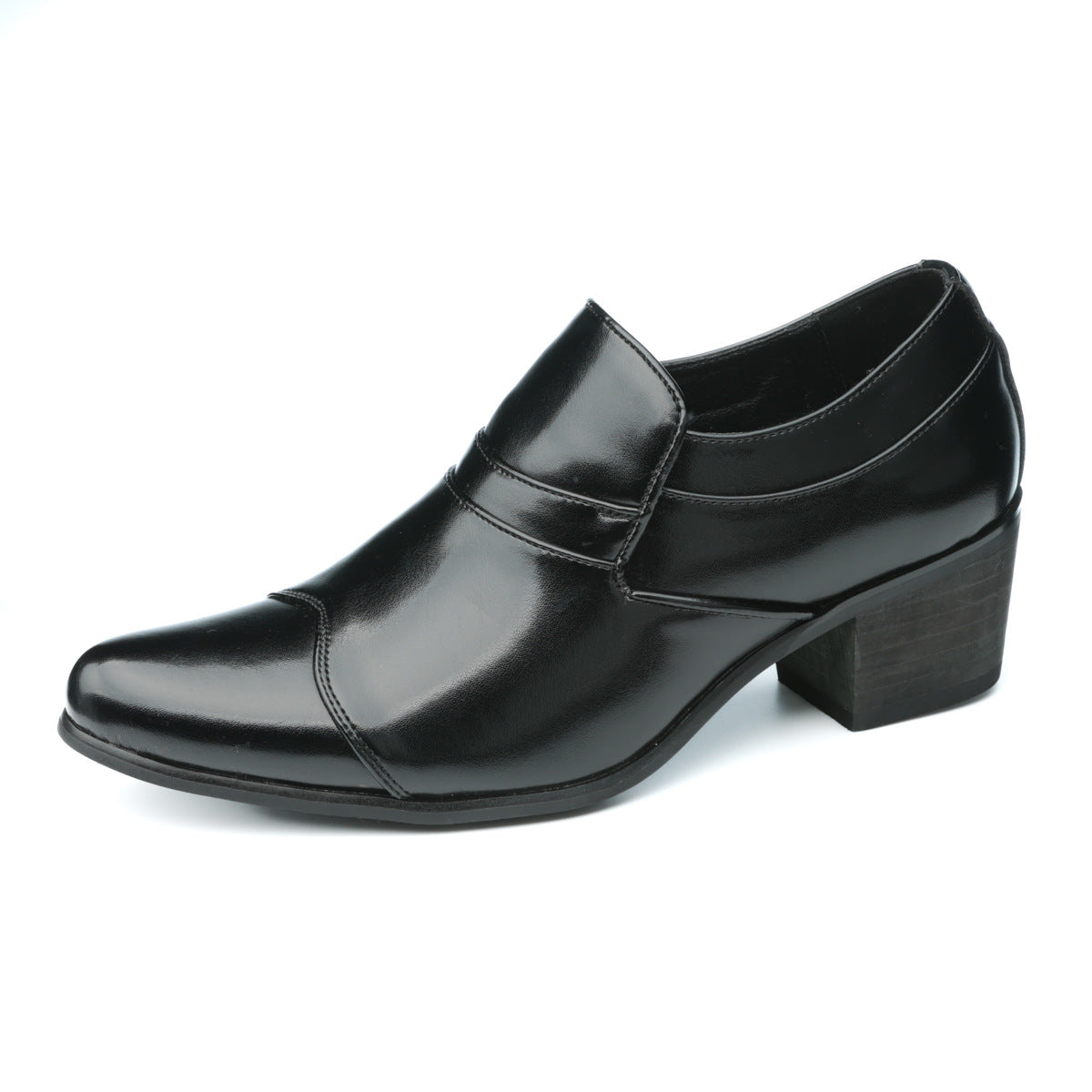 Men's Cuban Height Increasing Fashion Slip-on High Banquet Heels