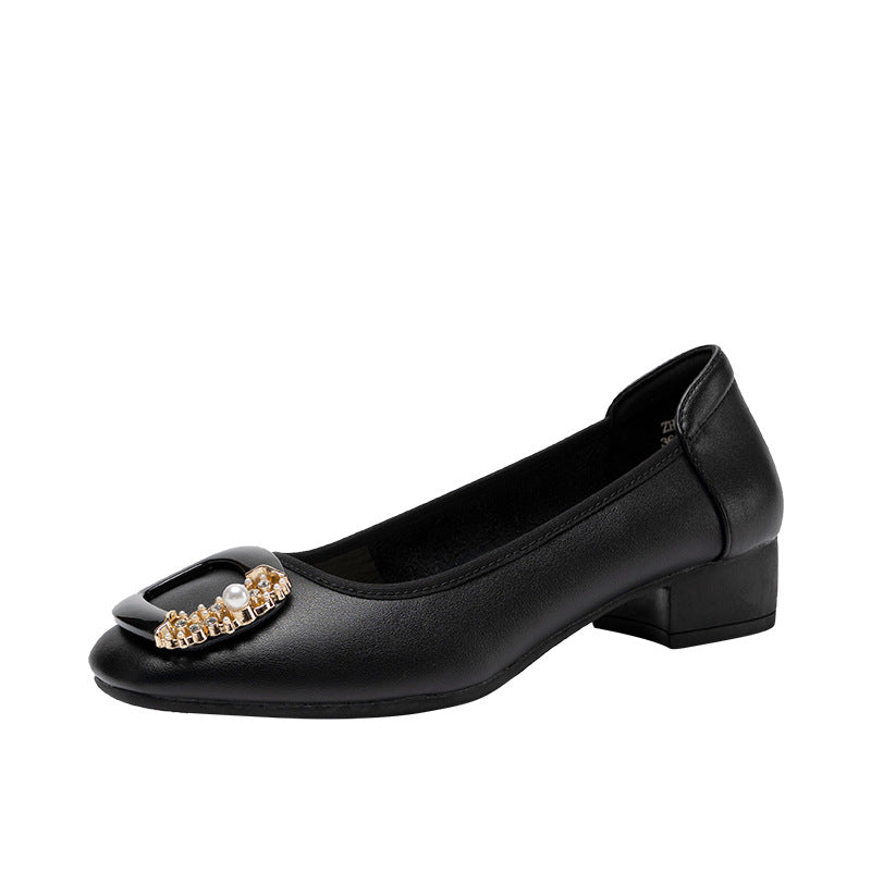 Women's Style Rhinestone Low-cut Pumps Elegant French Casual Shoes