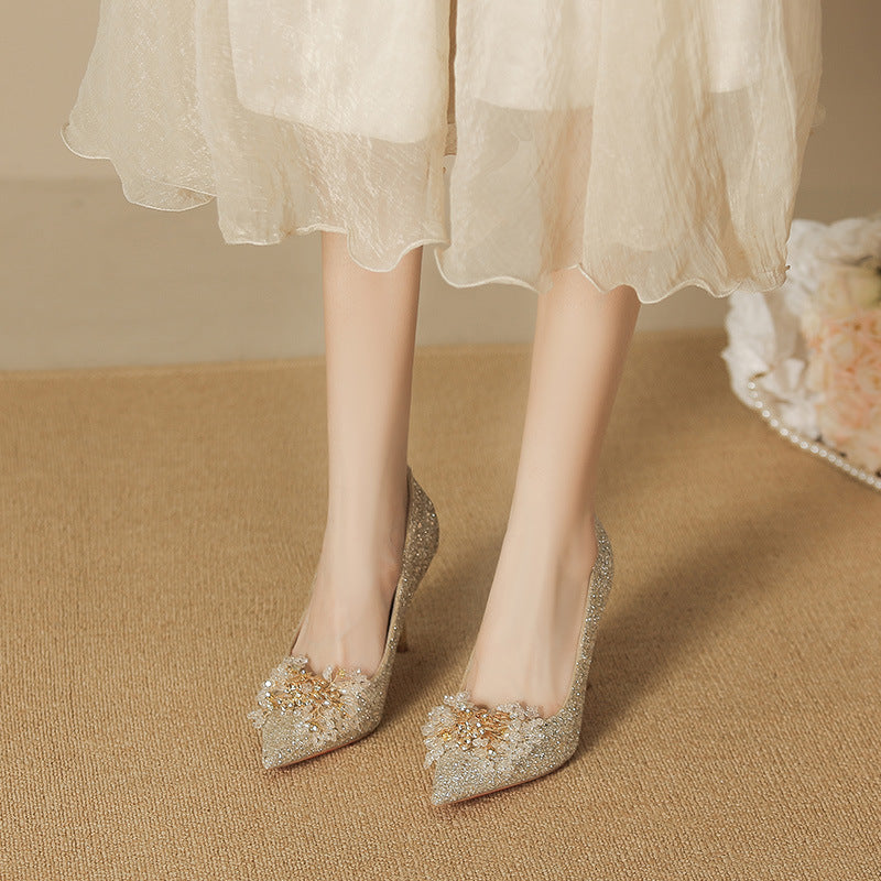 Women's Bridal Gown Shallow Mouth Elegant Sexy Heels