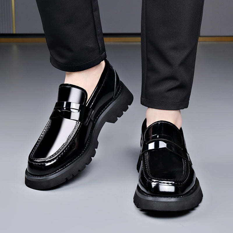 Men's Platform Summer Trend Cowhide Slip-on Oversized Leather Shoes