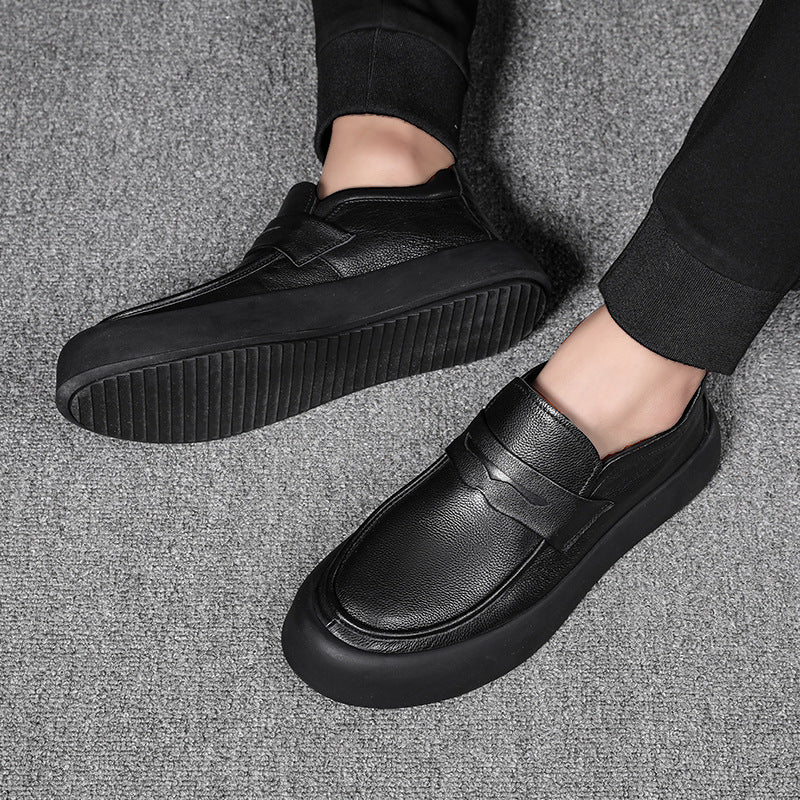 Men's Autumn Trendy Genuine Cowhide British Wild Soft Leather Shoes