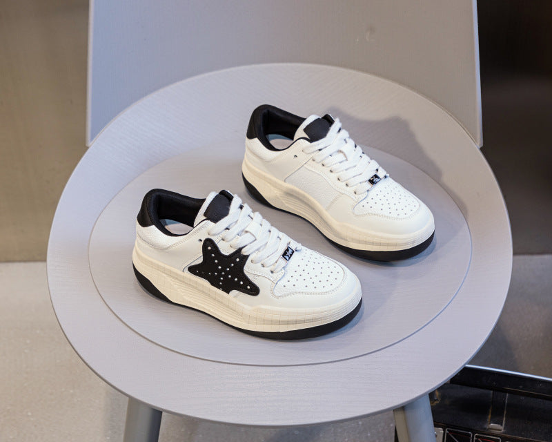 Women's Thick Bottom White Sports Fashion Starfish Sneakers