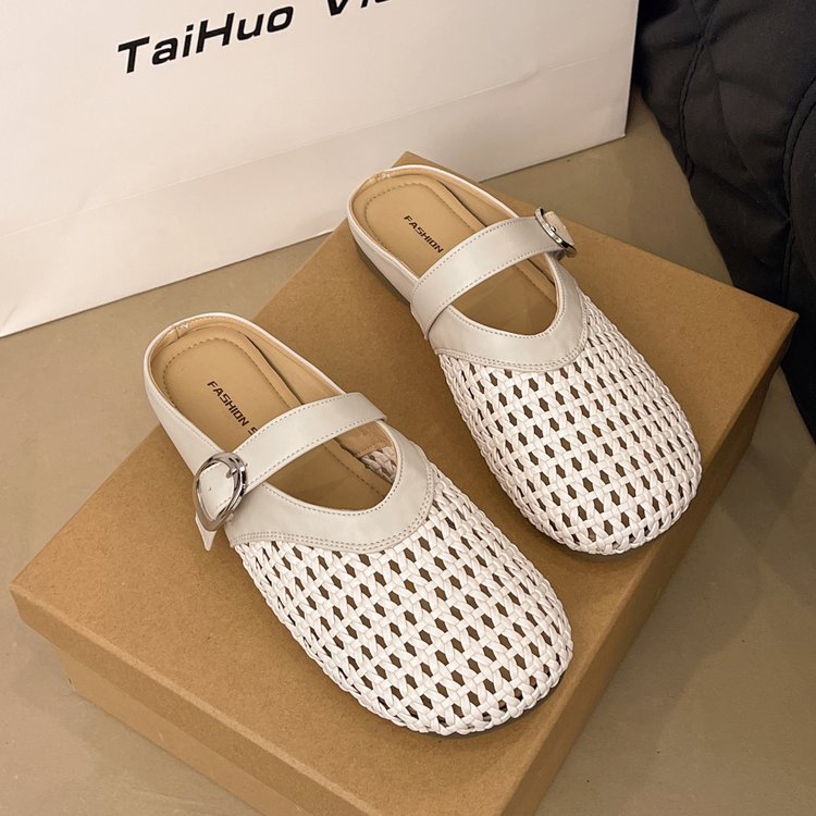 Women's Flat French Closed Toe Half For Sandals