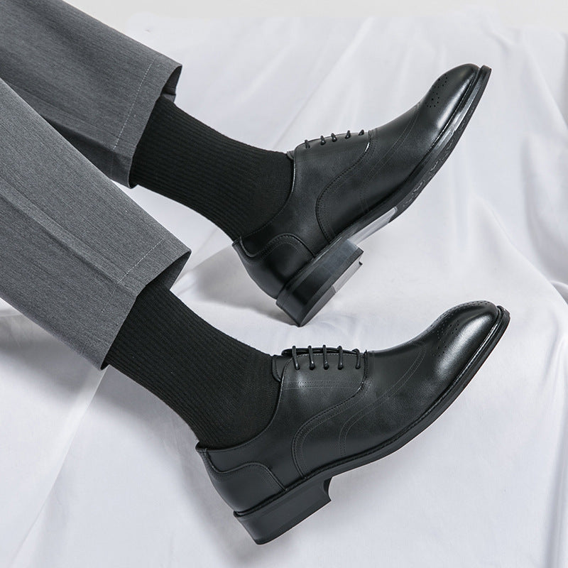 Men's Brogue Flower British Style Korean Wedding Hairstylist Men's Casual Leather Shoes
