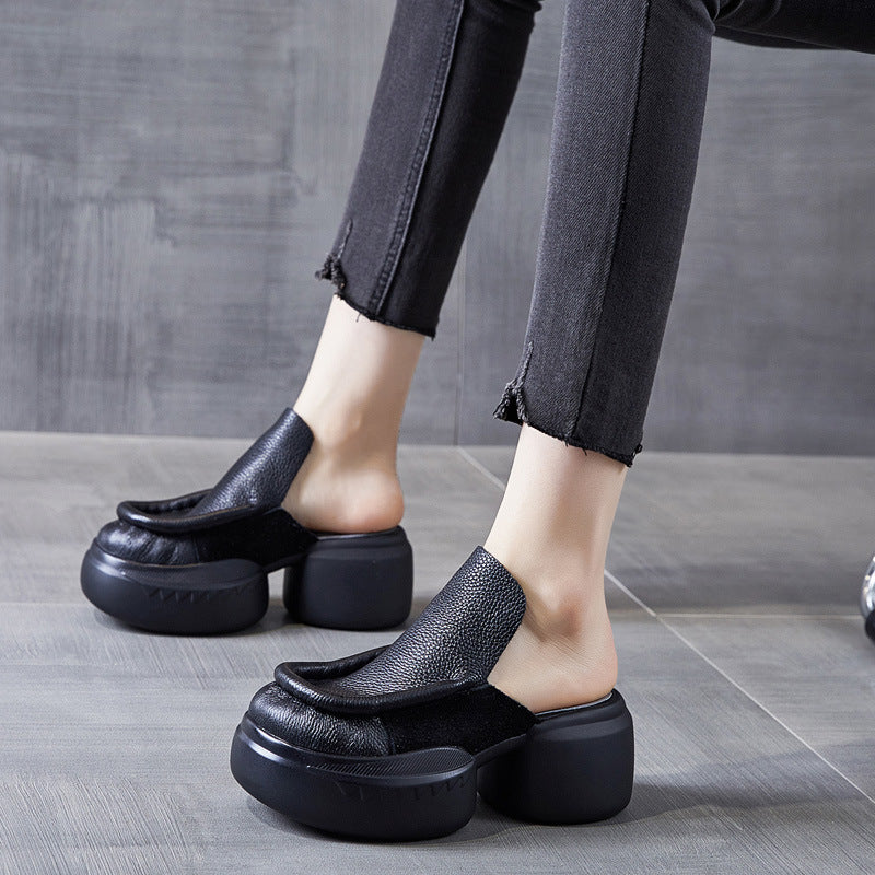 Women's High Summer Genuine Retro Outdoor Raise The Bottom Slippers