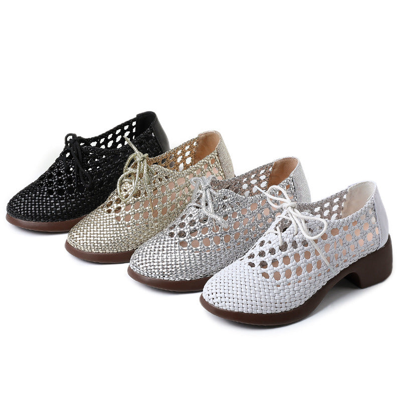 Women's Authentic Weave Chunky Soft Bottom Small Retro Sandals