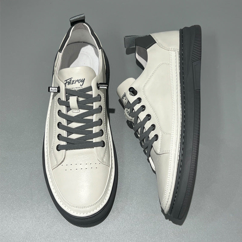 Men's Summer Thin Slip-on White Genuine Leather Shoes