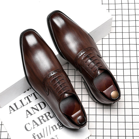 Men's Toe English Style Breathable Business Formal Leather Shoes