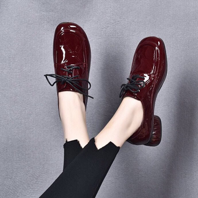 Women's Autumn Bright British Style Patent Fashionable Women's Shoes