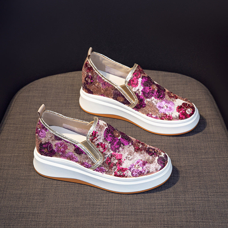 Women's Height Increasing Insole Summer Mesh Surface Platform Small Loafers