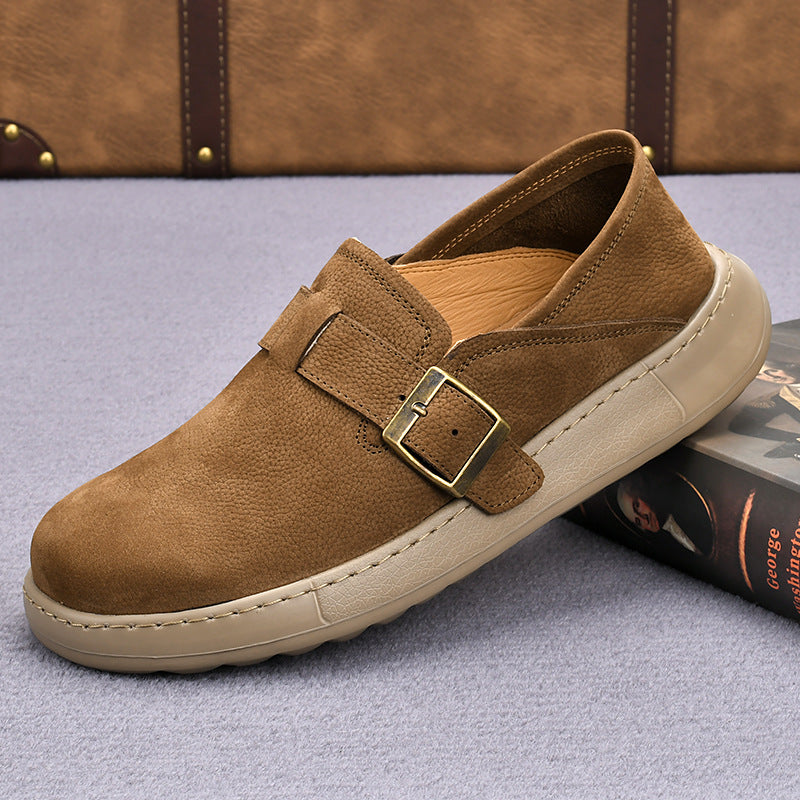 Men's Spring Cow British Style Slip-on Retro Casual Shoes