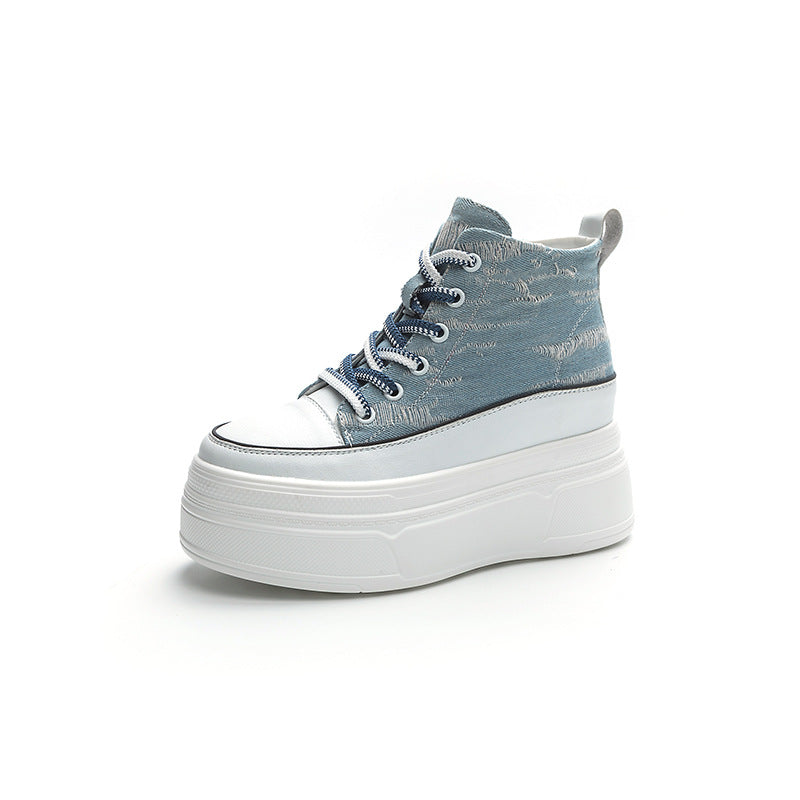 Women's Autumn Versatile Height Increasing Insole Muffin Canvas Shoes