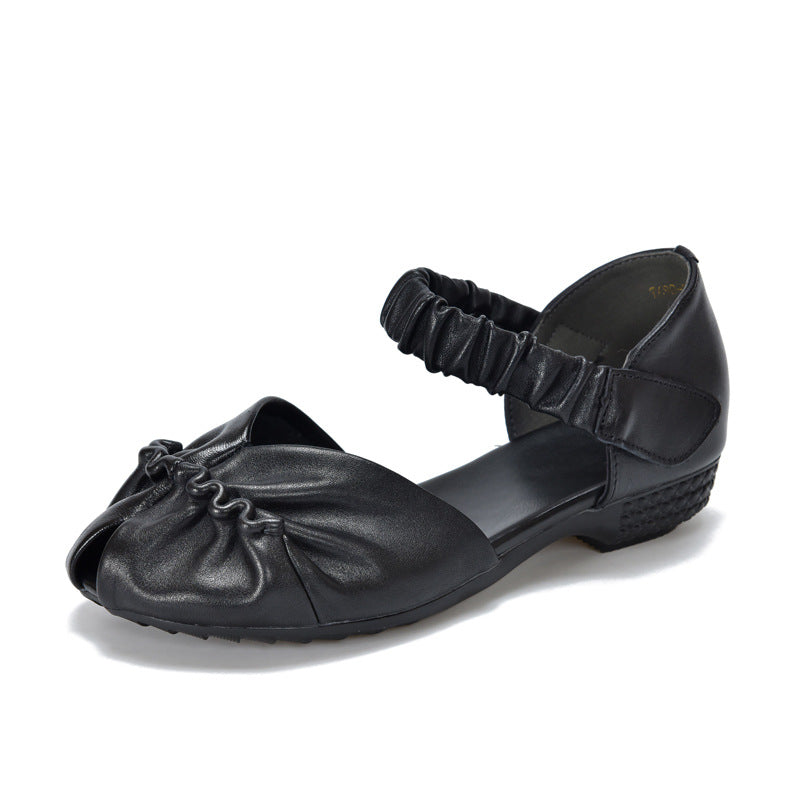 Women's Flat Peep Toe Roman Authentic Mom Sandals