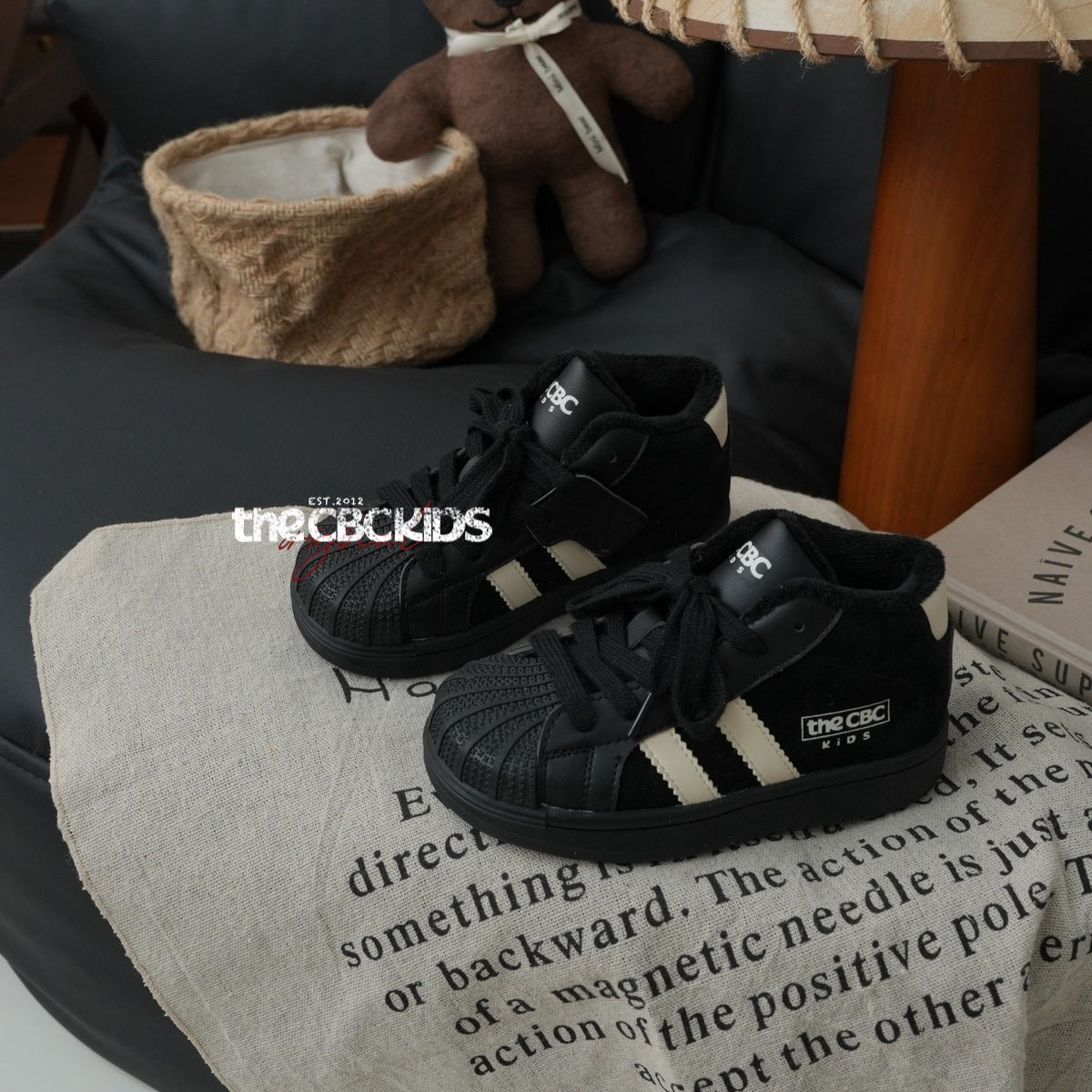 Children's Retro Style Board Winter Fleece-lined Boys Kid's Sneakers