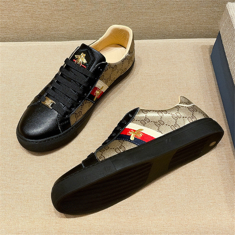 Men's Little Bee White Board High Version Sneakers