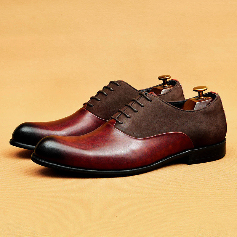 Men's British Patchwork Processing Business Formal Retro Leather Shoes
