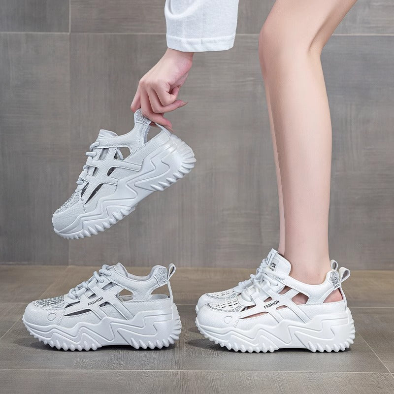 Women's Increasing Insole Closed Toe Super Hot Summer Hollow Breathable Sneakers