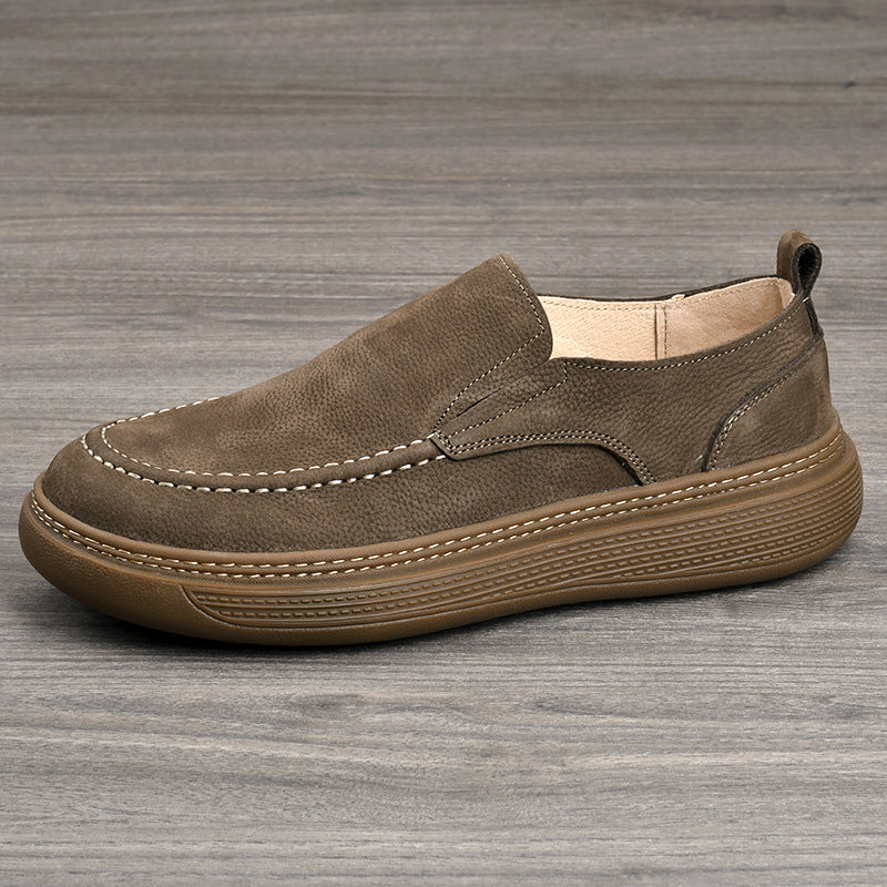 Men's First Layer Cowhide Soft Bottom Surface Breathable Retro Lace Up Men's Casual Leather Shoes