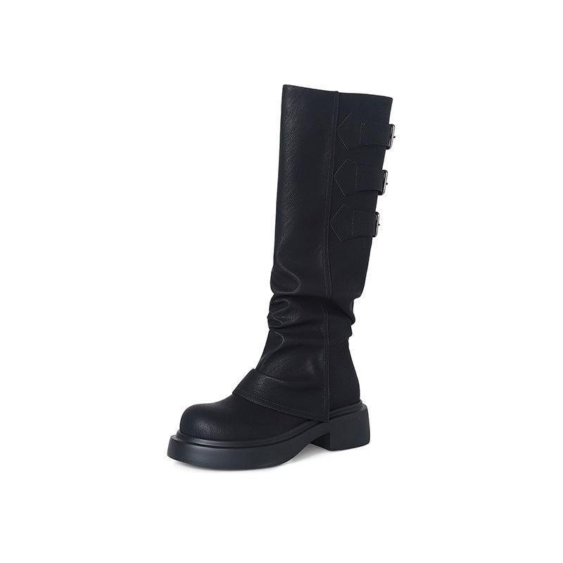 Women's Head Pants Pipe Pleated Below The Boots