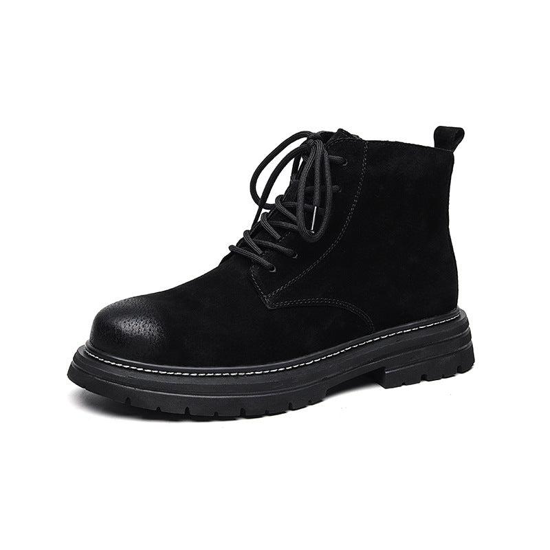 Men's Fleece-lined Martin Pigskin Worker Leisure Cargo Versatile Boots