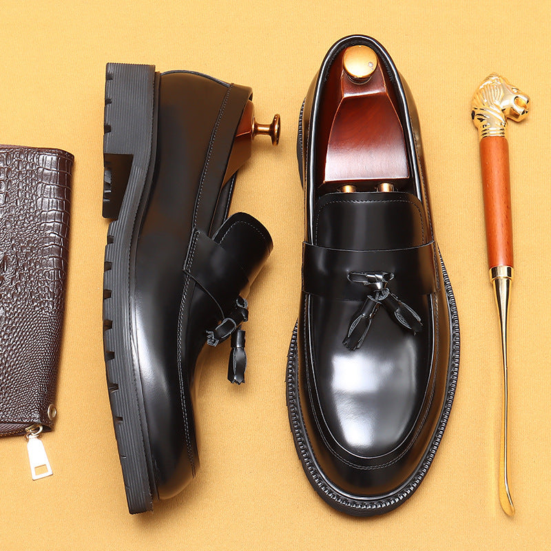 Men's Platform British Cowhide Inner Business Formal Men's Casual Leather Shoes