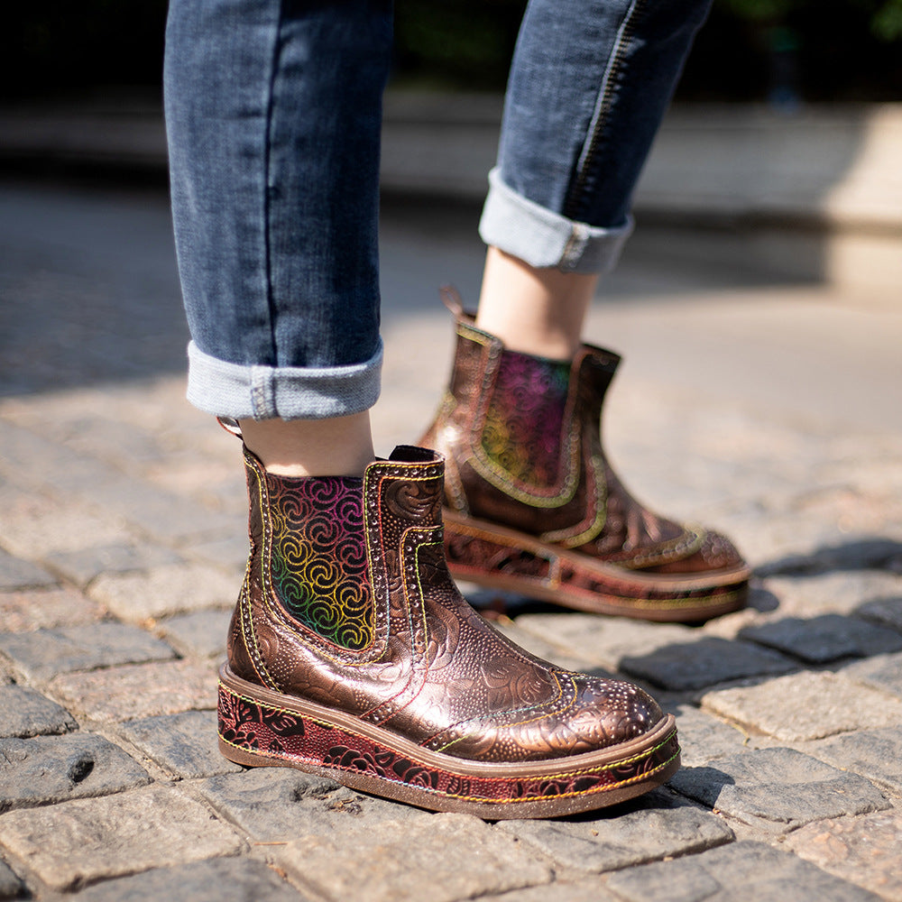Women's Bohemian Martin Ethnic Style Retro Stitching Boots