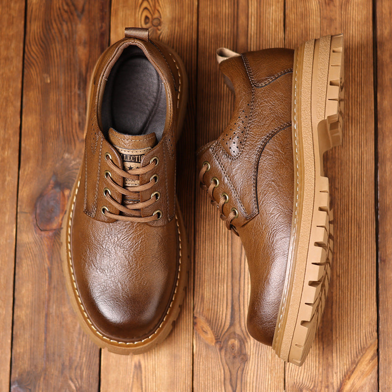 Men's Head Comfortable Thick Bottom Martin Vintage Leather Shoes