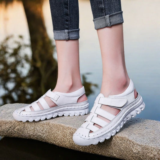 Women's Flat Low Cut Round Head Solid Color Genuine Versatile Casual Shoes