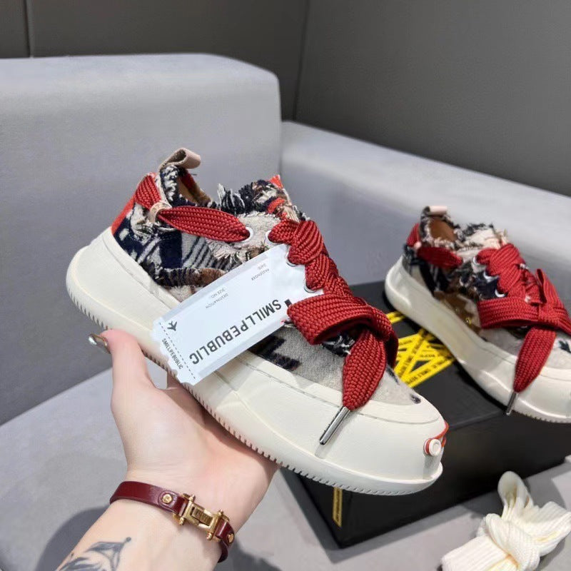 Women's & Men's Smiling Platform With Smile Face Half Canvas Shoes