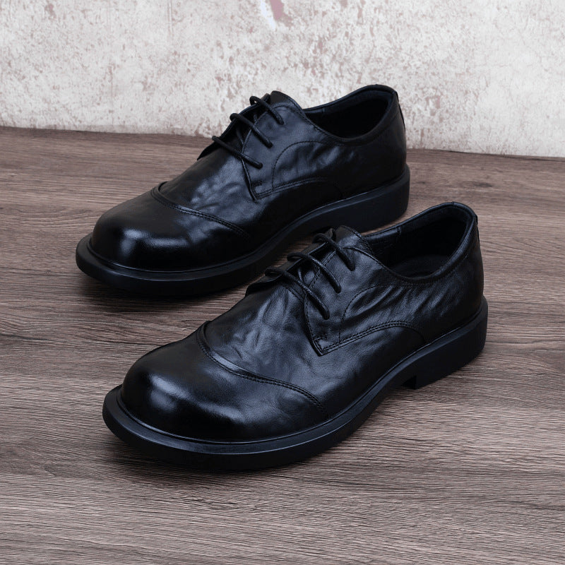 Men's Autumn First Layer Cowhide Breathable Deodorant Leather Shoes