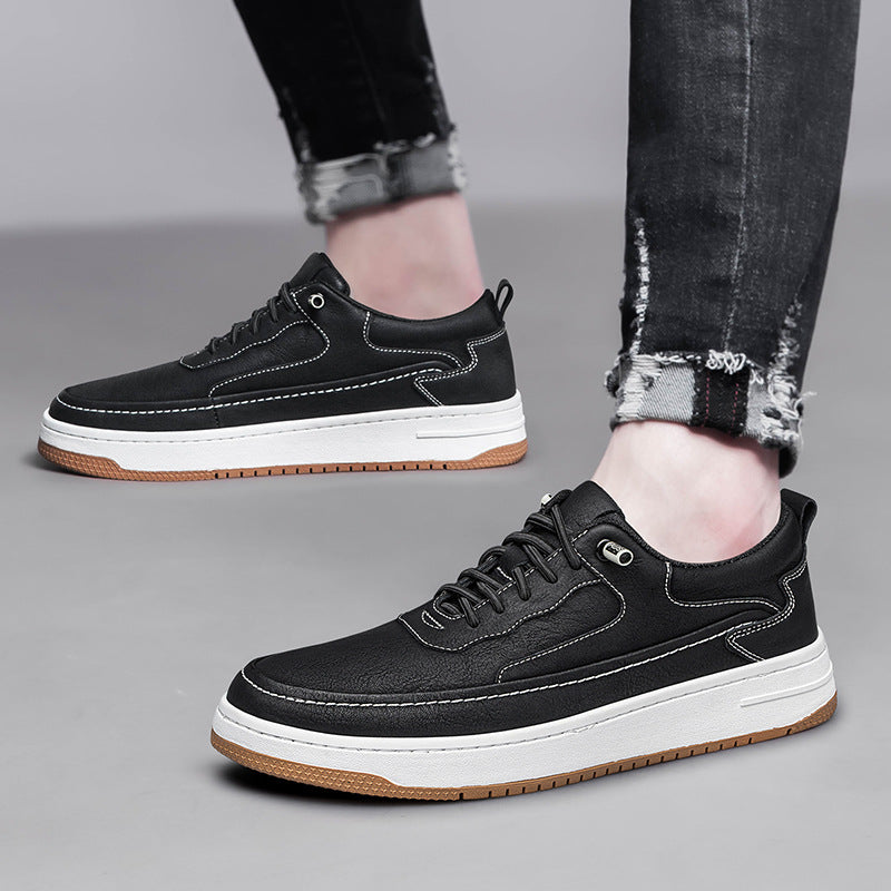Men's Board Spring Handmade Cowhide Green Fashionable Sneakers